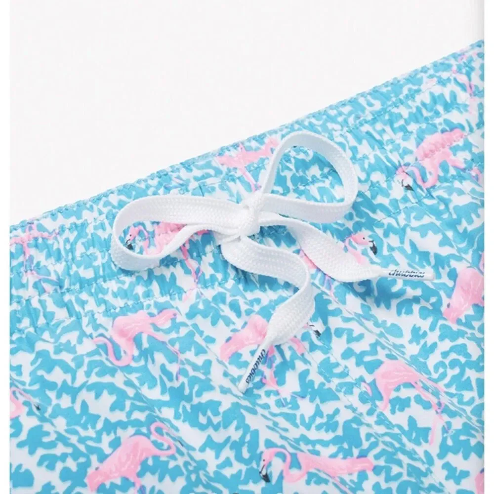 Chubbies Blue Pink Flamingo Swim Trunks Shorts 7 Inch Inseam Men's Size Small
